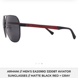 Giorgio Armani Black and Red Aviator Sunglasses